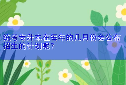 統(tǒng)考專升本在每年的幾月份會(huì)公布招生的計(jì)劃呢？