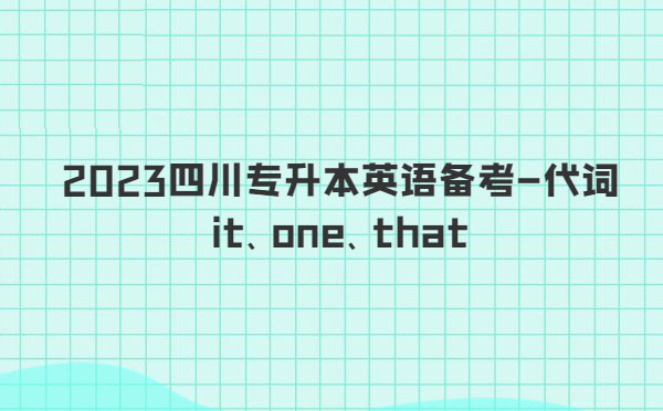 2023四川專升本英語備考-代詞it、one、that