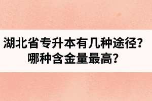 湖北省專(zhuān)升本有幾種途徑？哪種含金量最高？