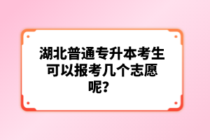 湖北普通專升本考生可以報(bào)考幾個(gè)志愿呢？