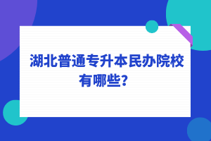 2022年湖北普通專(zhuān)升本民辦院校有哪些？