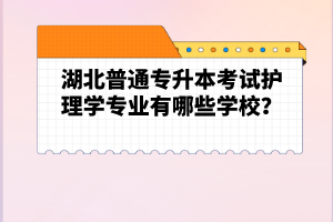 湖北普通專升本考試護理學專業(yè)有哪些學校？