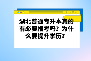 湖北普通專升本真的有必要報(bào)考嗎？為什么要提升學(xué)歷？