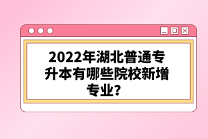 2022年湖北普通專升本有哪些院校新增專業(yè)？