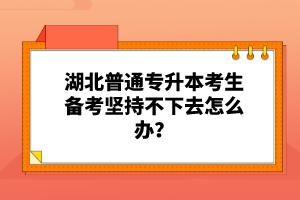 湖北普通專升本考生備考堅(jiān)持不下去怎么辦？