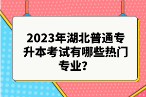 2023年湖北普通專升本考試有哪些熱門專業(yè)？