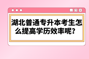 湖北普通專升本考生怎么提高學(xué)歷效率呢？