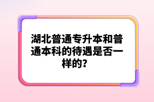 湖北普通專升本和普通本科的待遇是否一樣的？