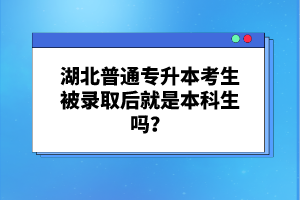 湖北普通專(zhuān)升本考生被錄取后就是本科生嗎？