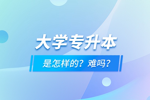 大學(xué)專升本是怎樣的？難嗎？