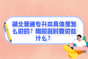 湖北普通專升本具體是怎么做的？剛報(bào)名時(shí)要做些什么？