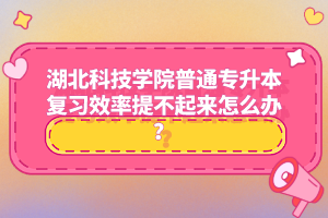 湖北科技學(xué)院普通專升本復(fù)習(xí)效率提不起來怎么辦？