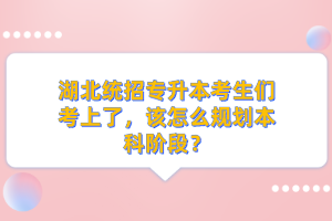 湖北統(tǒng)招專升本考生們考上了，該怎么規(guī)劃本科階段？